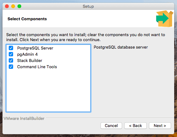 PostgreSQL choose components
