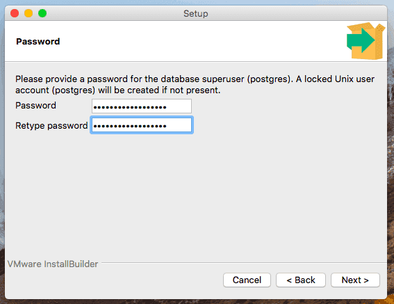 PostgreSQL set password